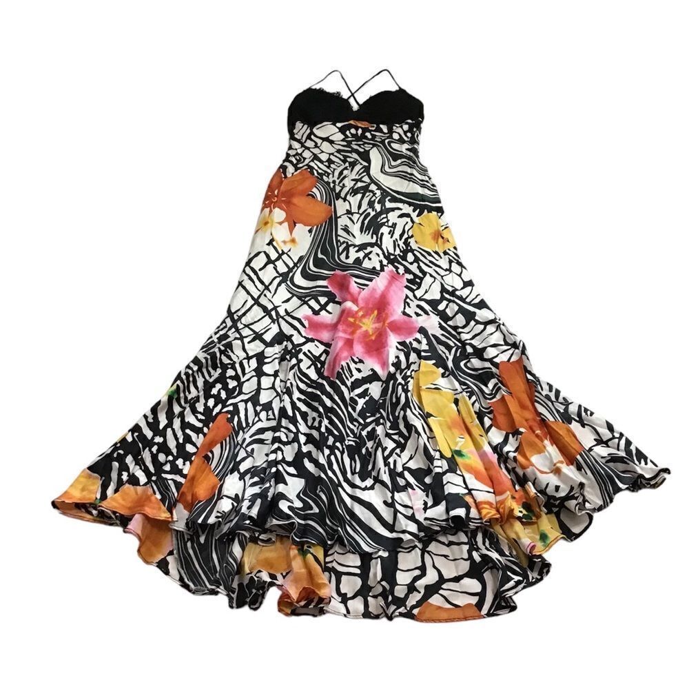 Mary L Couture Floral Silk Slip Dress Flowy Maxi Style Good Condition Size 2